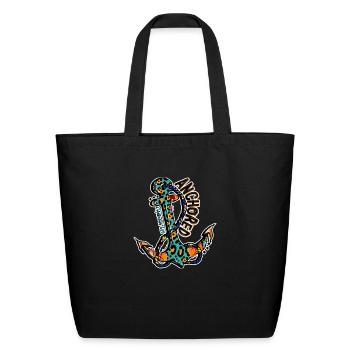 Anchored Herbrews 619 Leopard Anchor - Eco-Friendly Cotton Tote - black - Front
