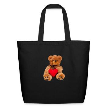 Teddy valentine - Eco-Friendly Cotton Tote - black - Front