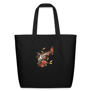 Floreal revolver watercolor guns - Eco-Friendly Cotton Tote - black - Front