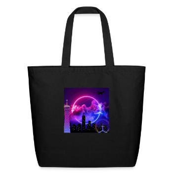neon night - Eco-Friendly Cotton Tote - black - Front