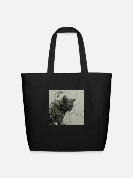 Black cat - Eco-Friendly Cotton Tote - black