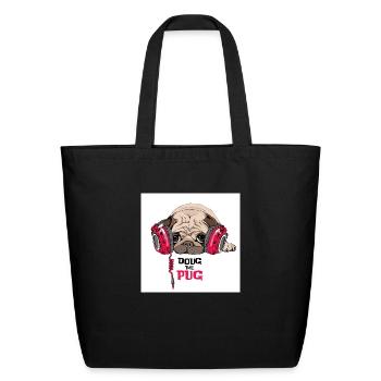Doug the Pug - Eco-Friendly Cotton Tote - black - Front