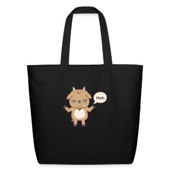 Bored Goat Goes Meh Funny Doodle - Eco-Friendly Cotton Tote - black - Front