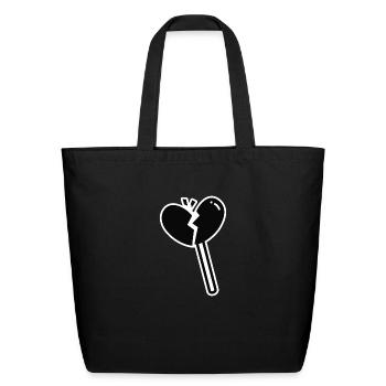 Broken Heart Lollipop Candy - Eco-Friendly Cotton Tote - black - Front