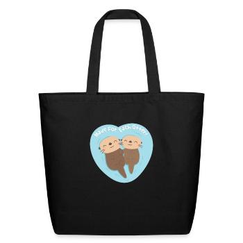 Cute Sea Otter Couple Made For Each Otter Pun - Eco-Friendly Cotton Tote - black - Front
