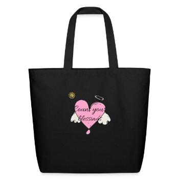 Be optimistic and count your blessings - Eco-Friendly Cotton Tote - black - Front