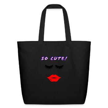 So Cute! - Eco-Friendly Cotton Tote - black - Front