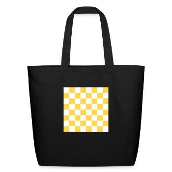 Yellow checker rectangle background. - Eco-Friendly Cotton Tote - black - Front