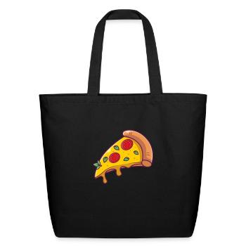 Flying Slice of Pizza - Eco-Friendly Cotton Tote - black - Front