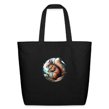 squirell give birth - Eco-Friendly Cotton Tote - black - Front