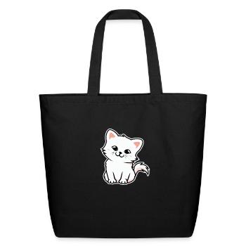 Cut cat sticker - Eco-Friendly Cotton Tote - black - Front