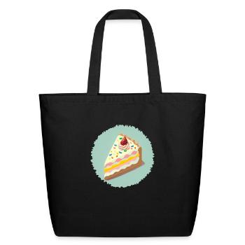 Cake Slice Illustration - Eco-Friendly Cotton Tote - black - Front