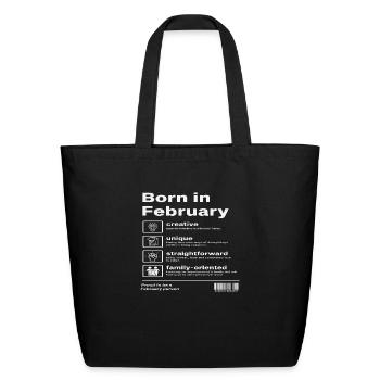 Born in February - Eco-Friendly Cotton Tote - black - Front