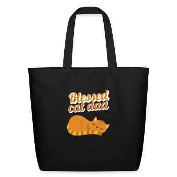 Funny Blessed Cat Dad Orange Tabby Cat Feline - Eco-Friendly Cotton Tote - black - Front