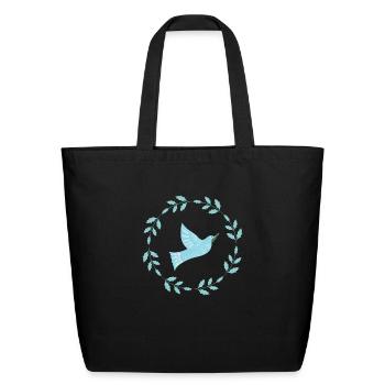 Retro Bird Ornament - Eco-Friendly Cotton Tote - black - Front