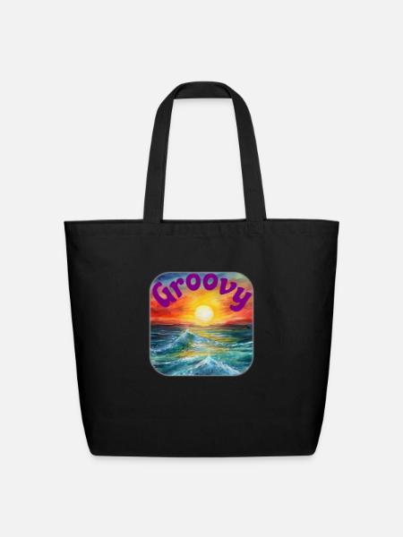 Groovy Sunset - Eco-Friendly Cotton Tote - black