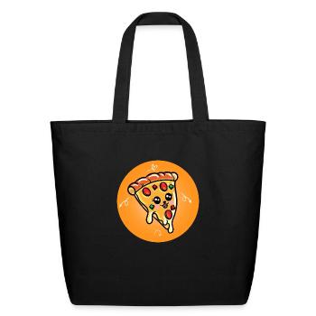 Slice of garnished pizza - Eco-Friendly Cotton Tote - black - Front