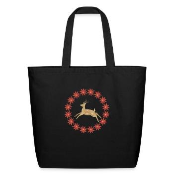 Retro Reindeer Ornament - Eco-Friendly Cotton Tote - black - Front