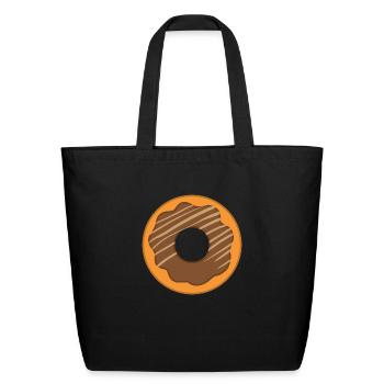 Chocolate Frosting Orange Donut - Eco-Friendly Cotton Tote - black - Front
