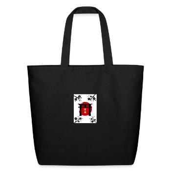 Torii Gate Japanese Sakura - Eco-Friendly Cotton Tote - black - Front