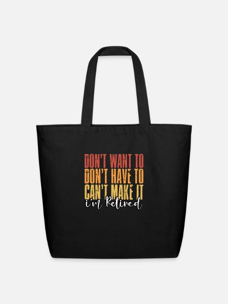 Retired Quote Retro Retirement - Eco-Friendly Cotton Tote - black