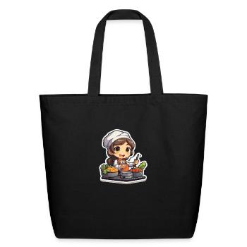 Cute Anime Chef: Kawaii - Eco-Friendly Cotton Tote - black - Front