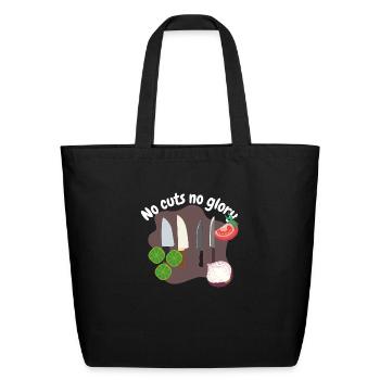 No Cuts No Glory Funny Cooking - Eco-Friendly Cotton Tote - black - Front