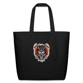 Horned skull - Eco-Friendly Cotton Tote - black - Front