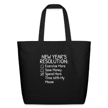 New Year s Resolution For Mouse Lover - Eco-Friendly Cotton Tote - black - Front