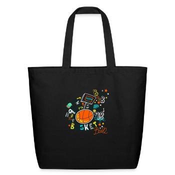 Basket Ball - Eco-Friendly Cotton Tote - black - Front