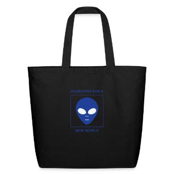 searching for a new world - Eco-Friendly Cotton Tote - black - Front