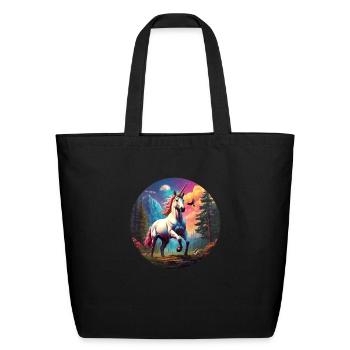 Majestic Rainbow Unicorn - Eco-Friendly Cotton Tote - black - Front