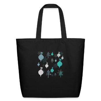 Christmas White Ornaments - Eco-Friendly Cotton Tote - black - Front