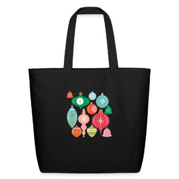 Retro Christmas Ornaments - Eco-Friendly Cotton Tote - black - Front