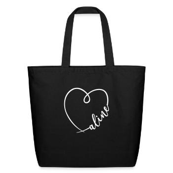 Aline Name Heart Calligraphy - Eco-Friendly Cotton Tote - black - Front