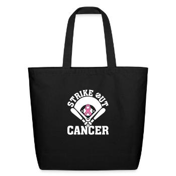 strike out cancer - Eco-Friendly Cotton Tote - black - Front