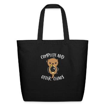Complete and Otter Chaos Funny Cute Sea Otter Pun - Eco-Friendly Cotton Tote - black - Front