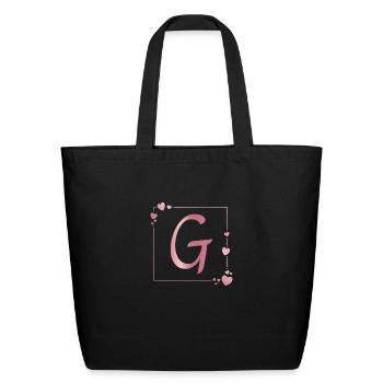 Letter G - Eco-Friendly Cotton Tote - black - Front