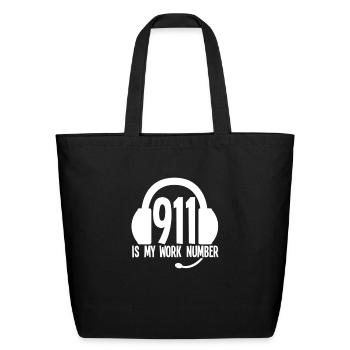 911 Dispatcher Funny - Eco-Friendly Cotton Tote - black - Front