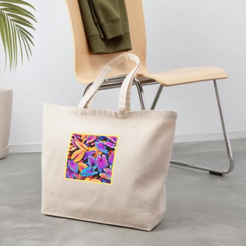Captivating Neon Elegance Leaf Pattern - Eco-Friendly Cotton Tote