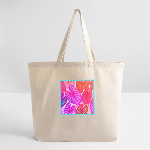 Color Burst Leaves Neon Elegance - Eco-Friendly Cotton Tote