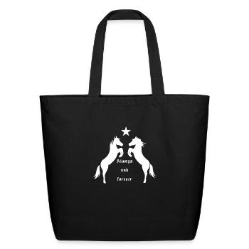 Always and forever,Horse design. - Eco-Friendly Cotton Tote - black - Front