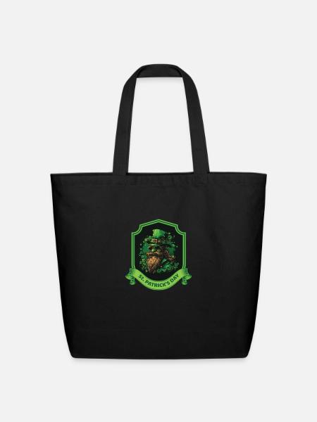 St. Patrick's Day Hipster Beard - Eco-Friendly Cotton Tote - black