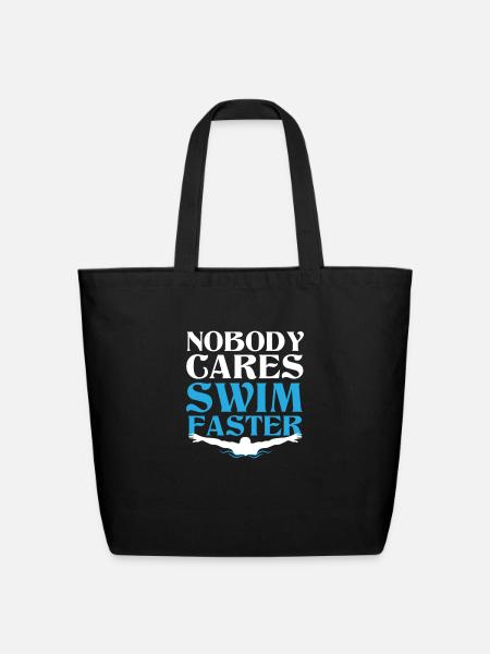 Funny Swimming Swim Faster - Eco-Friendly Cotton Tote - black