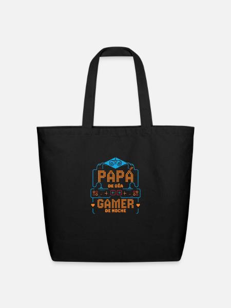 In Spanish: Papá de Día Gamer de Noche - Eco-Friendly Cotton Tote - black