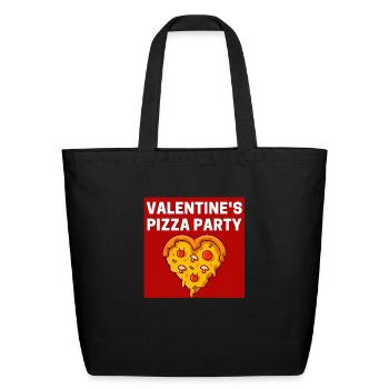 Red Pizza Valentine s Day Occasion T Shirt - Eco-Friendly Cotton Tote - black - Front