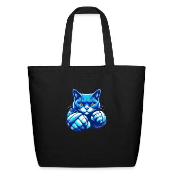 Struggling Azure Cat - Eco-Friendly Cotton Tote - black - Front