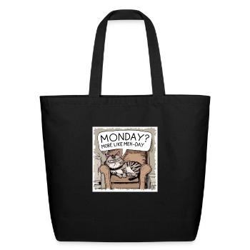 Cat, Mondays? More Like Meh-days - Eco-Friendly Cotton Tote - black - Front
