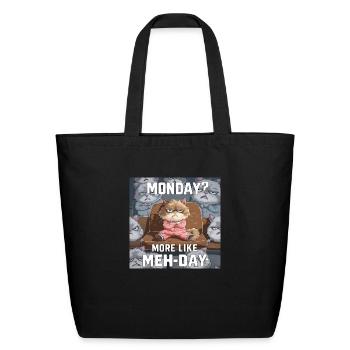 Cat, Mondays? More Like Meh-days - Eco-Friendly Cotton Tote - black - Front