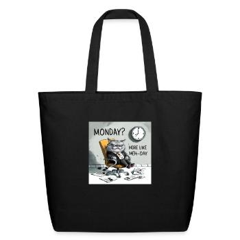 Cat, Mondays? More Like Meh-days - Eco-Friendly Cotton Tote - black - Front